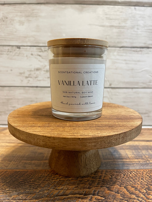 VANILLA LATTE - 100% Natural Soy Candle in a 6oz Glass Jar