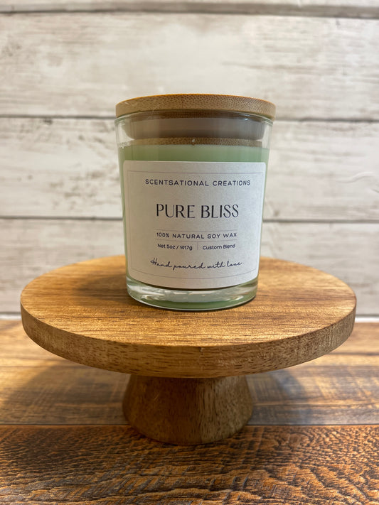 PURE BLISS - 100% Natural Soy Candle in a 6oz Glass Jar