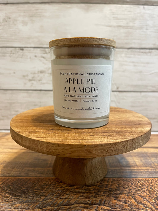 APPLE PIE A LA MODE - 100% Natural Soy Candle in a 6oz Glass Jar