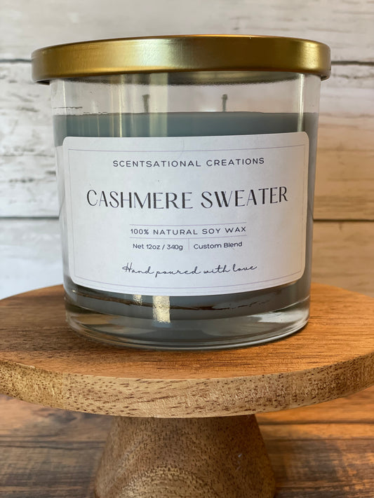 CASHMERE SWEATER - 100% Natural Soy 2-Wick Candle 14.5oz Glass Jar