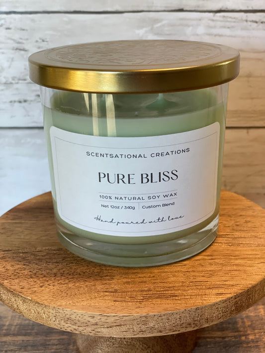 PURE BLISS - 100% Natural Soy 2-Wick Candle in a 14.5oz Glass Jar