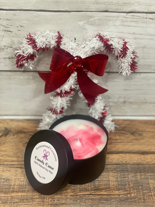 CANDY CANE - 100% Natural Soy Candle 8oz Tin